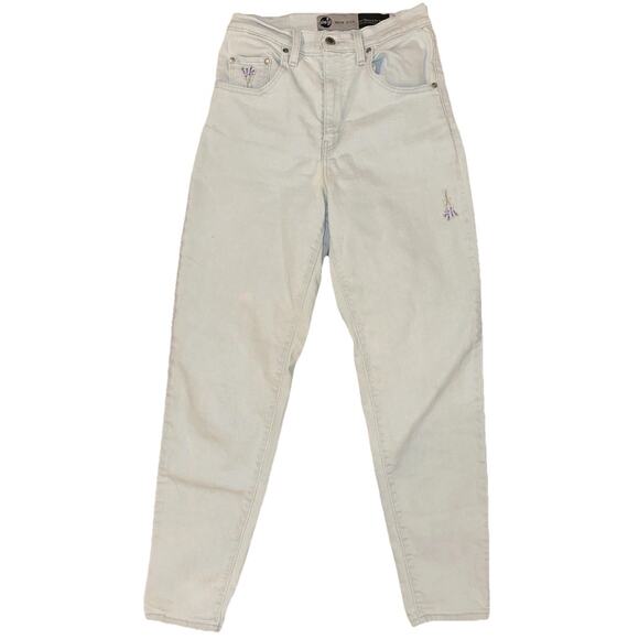 Levi’s Silver Tab Jeans Womens Mom Jean 27/29 Light Wash Lavender Print Flower - Picture 1 of 16